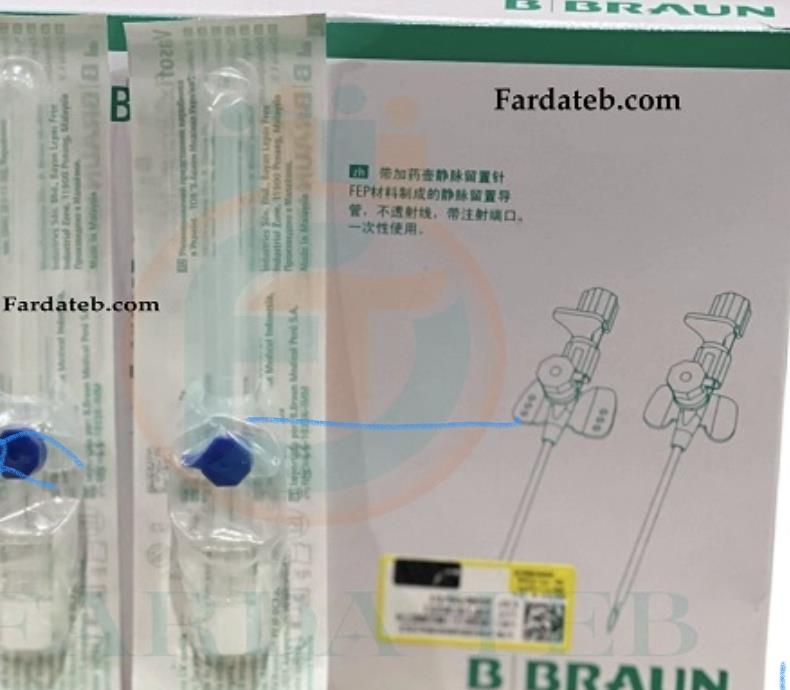  آنژیوکت یا برانول یا وین فولو  یا ای او کاتتر آبی سایز بیست و دو 22G ساخت آلمان استریل و یکبار مصرف از بهترین های بازار جهان جهت تزریق سرم و خون داخل ورید بیمار استفاده می‌شود و تا ۷۲ ساعت ماندگاری دارد