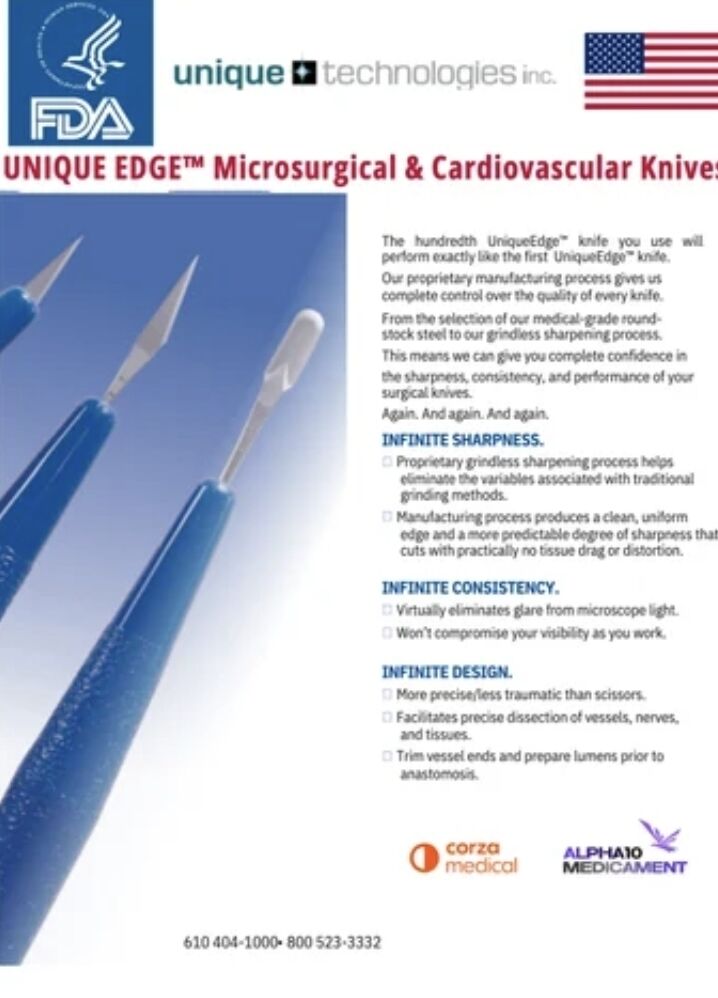  تیغ جراحی میکروسرجری چشمی آمریکایی unique edge2.75 استریل و یکبار مصرف