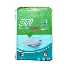   دروشیت یا زیرانداز بیمار سایز 60*90 برن BTI ساخت ایران دارای رویه پنبه ای با پودر جاذب می باشد